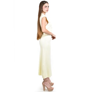 Foto 2 | Foto 2 | Vestido Roman Fashion Amarillo Corte Midi con Drapeado para Mujer