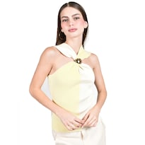 Blusa Roman Fashion Bicolor con Aro para Mujer