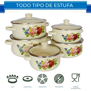 Foto 4 | Foto 4 | Set de 10 pz de Cacerolas Esmaltadas RD Royal Cook Vintage Beige