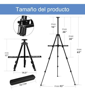 Foto 5 | Foto 5 | Caballete Para Pintar De Arte Ajustable Portátil Modelo Negro