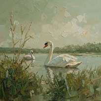 Cuadro Decorativo Animal 90x122cm Cisne