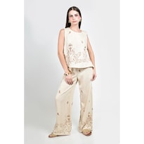 Conjunto Roman Fashion Con Bordado Para Mujer Beige