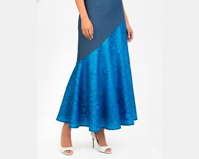 Foto 3 | Foto 3 | Falda Asimétrica A Ángelozano Azul en Razo y Mezclilla para Mujer