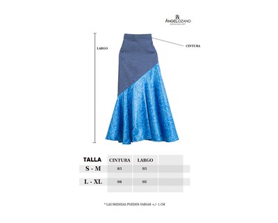 Foto 4 | Foto 4 | Falda Asimétrica A Ángelozano Azul en Razo y Mezclilla para Mujer