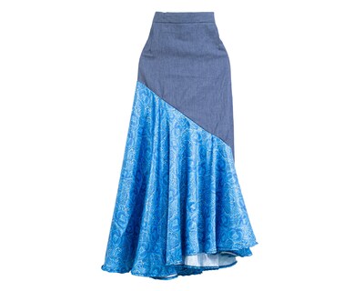 Foto 5 | Foto 5 | Falda Asimétrica A Ángelozano Azul en Razo y Mezclilla para Mujer