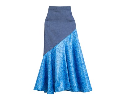 Foto 6 | Foto 6 | Falda Asimétrica A Ángelozano Azul en Razo y Mezclilla para Mujer