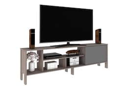 Centro de Entretenimiento Madik Rack Beige 183 cm con Repisas y Compartimento