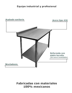 Foto 6 | Foto 6 | Mesa a Pared 120x60 Mp120x601 Gris de Acero Inoxidable Acabado Sanitario