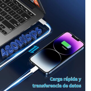 Foto 3 | Foto 3 | Cargador Para Iphone 20w + Cable 2 Metros Carga Rapida Blanco