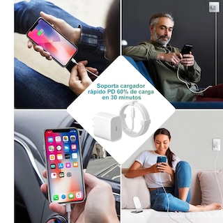 Foto 5 | Foto 5 | Cargador Para Iphone 20w + Cable 2 Metros Carga Rapida Blanco