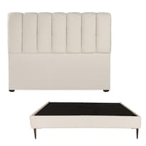 Cabecera Dicasa Kami + Base Cama Slim Color Crema Queen Size