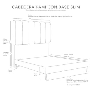 Foto 6 | Foto 6 | Cabecera Dicasa Kami + Base Cama Slim Color Crema Queen Size