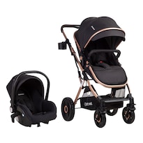 Carriola Travel System Black Gold Bebesit Vox 3 en 1 Paseo Moisés Auto