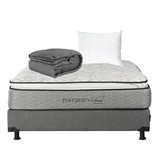 Foto 1 | Foto 1 | Colchón Restonic Vail Individual + Box Dicasa Gris Noche + Almohada Osos + Edredón