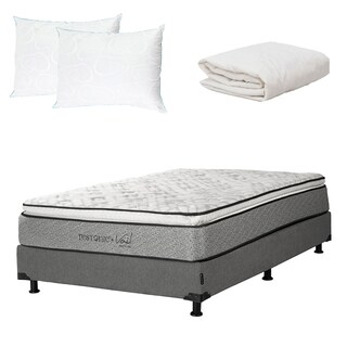 Foto 1 | Foto 1 | Colchón Restonic Vail Queen Size + Box Dicasa Gris Noche + 2 Almohadas Osos + Protector Ultra