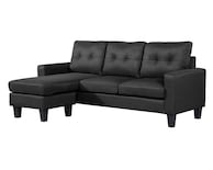 Sala Esquinera Moderna Minimalista 3 Plazas Con Chaise Negro