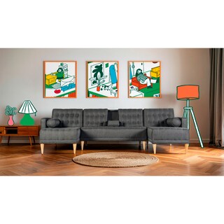 Foto 1 | Foto 1 | Sala Modular Doble Chaise Makora Brandon Con Memory Foam Y Respaldo Ajustable Lino Oxford