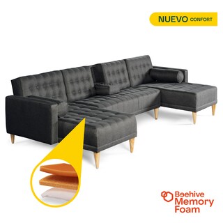 Foto 3 | Foto 3 | Sala Modular Doble Chaise Makora Brandon Con Memory Foam Y Respaldo Ajustable Lino Oxford