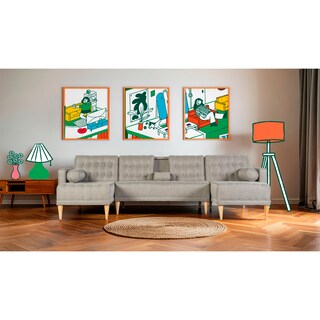 Foto 1 | Foto 1 | Sala Modular Doble Chaise Makora Brandon Con Memory Foam Y Respaldo Ajustable Lino Gris Claro