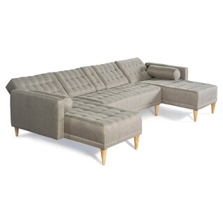 Foto 5 | Foto 5 | Sala Modular Doble Chaise Makora Brandon Con Memory Foam Y Respaldo Ajustable Lino Gris Claro