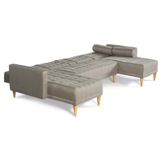 Foto 6 | Foto 6 | Sala Modular Doble Chaise Makora Brandon Con Memory Foam Y Respaldo Ajustable Lino Gris Claro