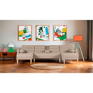 Foto 1 | Foto 1 | Sala Modular Doble Chaise Makora Brandon Con Memory Foam Y Respaldo Ajustable Lino Arena