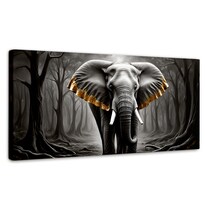 Cuadro Decorativo Canvas Elefante Bosque Oro 120x60