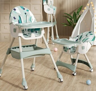 Foto 4 | Foto 4 | Silla de Comer para Bebé Multifuncional 5 en 1 Arnés 5 Puntos con Ruedas y Mecedora