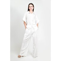 Conjunto Roman Fashion Blanco Camisero con Brillo para Mujer 2 Piezas