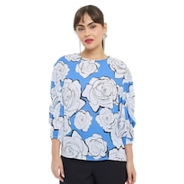 Blusa Alexis Diseño Rosas Para Mujer Nine West Azul