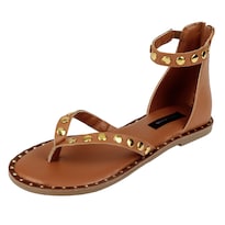 Sandalias De Piso Exterior Sintético Color Café Para Mujer De Rbcollection