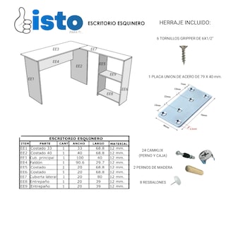 Foto 5 | Foto 5 | Escritorio Esquinero Isto para Ti Gris