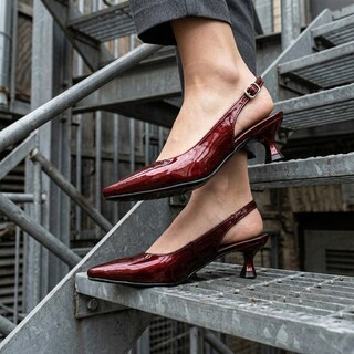 Foto 8 | Foto 8 | Zapatilla Slingback Charol Vino Tacon Bajo Elegante Y Comodo Juvenil Estilo Con Acabado Brillante Ajuste Perfecto