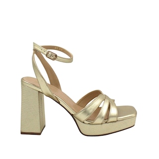 Foto 1 | Foto 1 | Tacones Vestir Tacón Ancho y Plataforma Senties Dorado para mujer