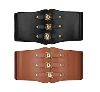 Foto 1 | Foto 1 | Cinturónes Mujer Anchos Corsé Dama Elásticos Retro Clásico Modelo Café 2 Piezas