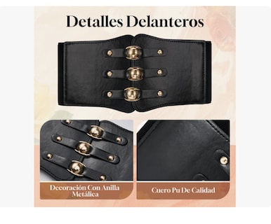 Foto 3 | Foto 3 | Cinturónes Mujer Anchos Corsé Dama Elásticos Retro Clásico Modelo Café 2 Piezas