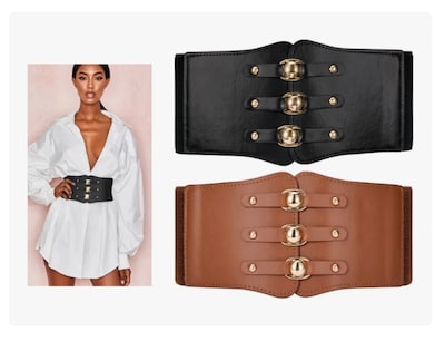 Foto 4 | Foto 4 | Cinturónes Mujer Anchos Corsé Dama Elásticos Retro Clásico Modelo Café 2 Piezas