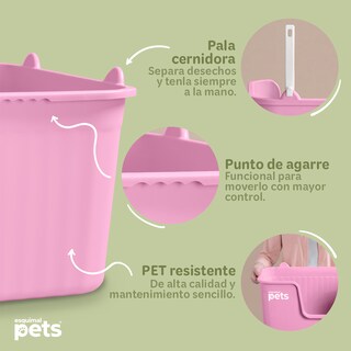 Foto 3 | Foto 3 | Arenero para Gato Esquimal Caja de Arena Grande Rosa con Pala