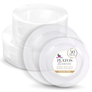 Foto 1 | Foto 1 | Platos Berry Bloom 19 Cm 26 Cm Transparente Reutilizables 50 Piezas