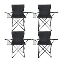Silla De Camping Plegable: Acero Resistente Con Porta Bebidas Modelo Negro