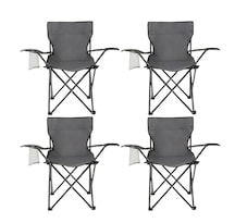 Silla De Camping Plegable: Acero Resistente Con Porta Bebidas Modelo Gris