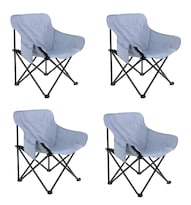 Sillas Plegable 4 Piezas: Lona De Poliéster Con Estructura De Acero Modelo Azul