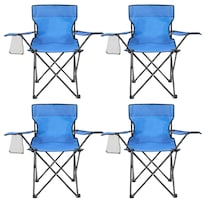Sillas Plegable 4 Piezas: Lona De Poliéster Con Estructura De Acero Modelo Azul