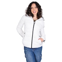 Chamarra Larga Greenlander Capitonada Blanca Para Mujer