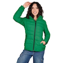 Chamarra Larga Greenlander Capitonada Verde Para Mujer