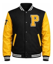 Chamarra Varsity Caballero Pitts American Fly Negro Amarillo
