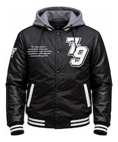 Chamarra Varsity American Fly 2652 Caballero Sf Negro