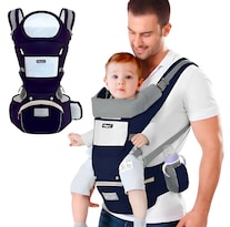 Cangurera Portabebé Raganet Mochila Multifuncional Con Asiento Bebé Azul