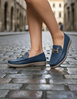 Foto 5 | Foto 5 | Mocasines de Piel Relax 605 Azul Marino para Mujer