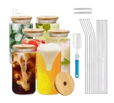 Juego de Vasos Tipo Lata de Vidrio Transparente 6 Vasos de 16 Oz C/U